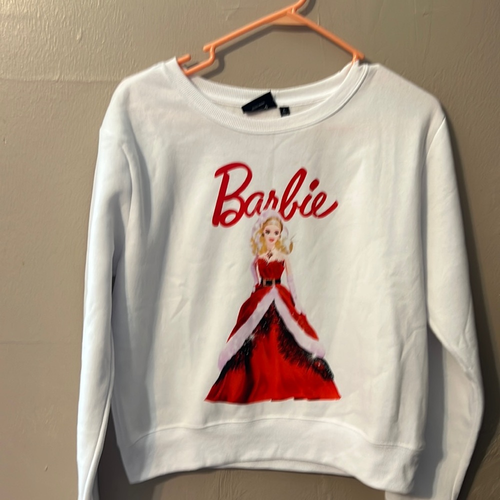 Barbie Christmas Barbie white crewneck sweatshirt multiple sizes